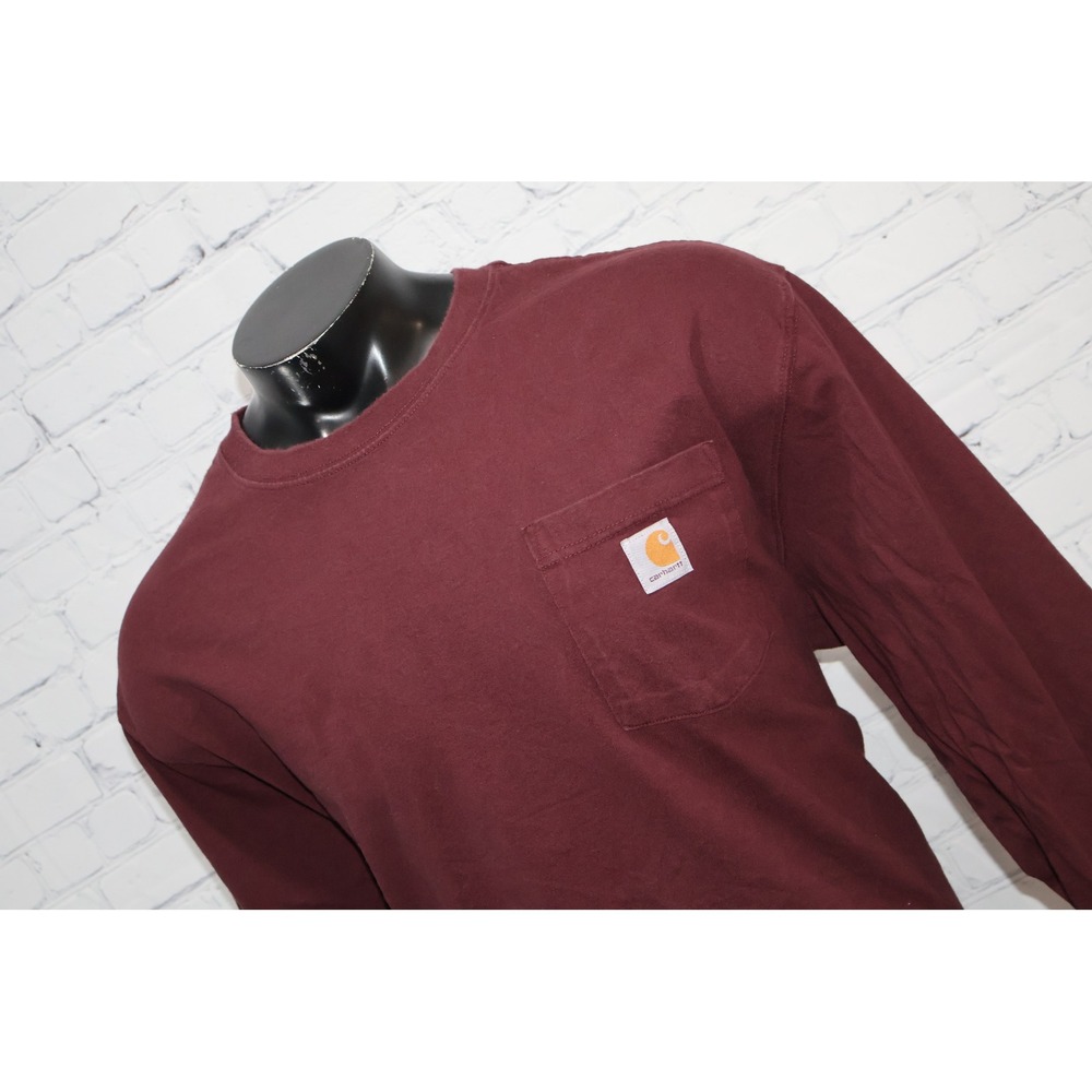 Carhartt Pocket Long Sleeve Work Shirt Mens 2XL Tall Burgundy Loose Fit K126 PRT